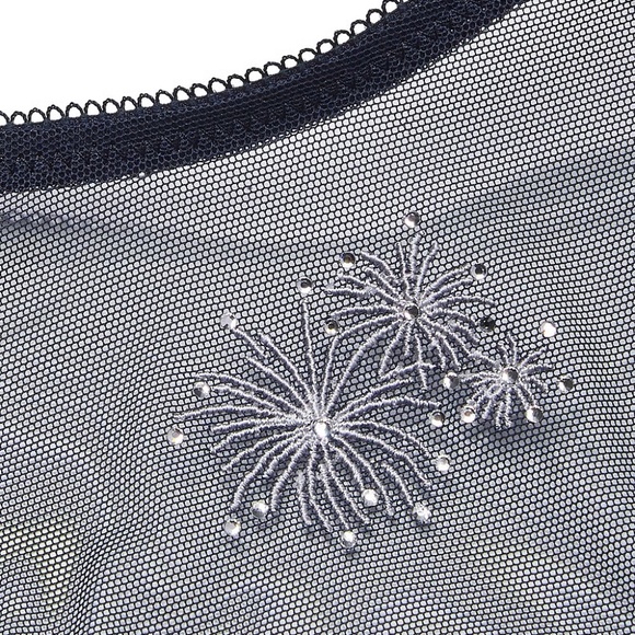 Victoria's Secret Mesh High-Leg Crotchless Cheeky Panty Dark Twilight Small NEW - Picture 5 of 7